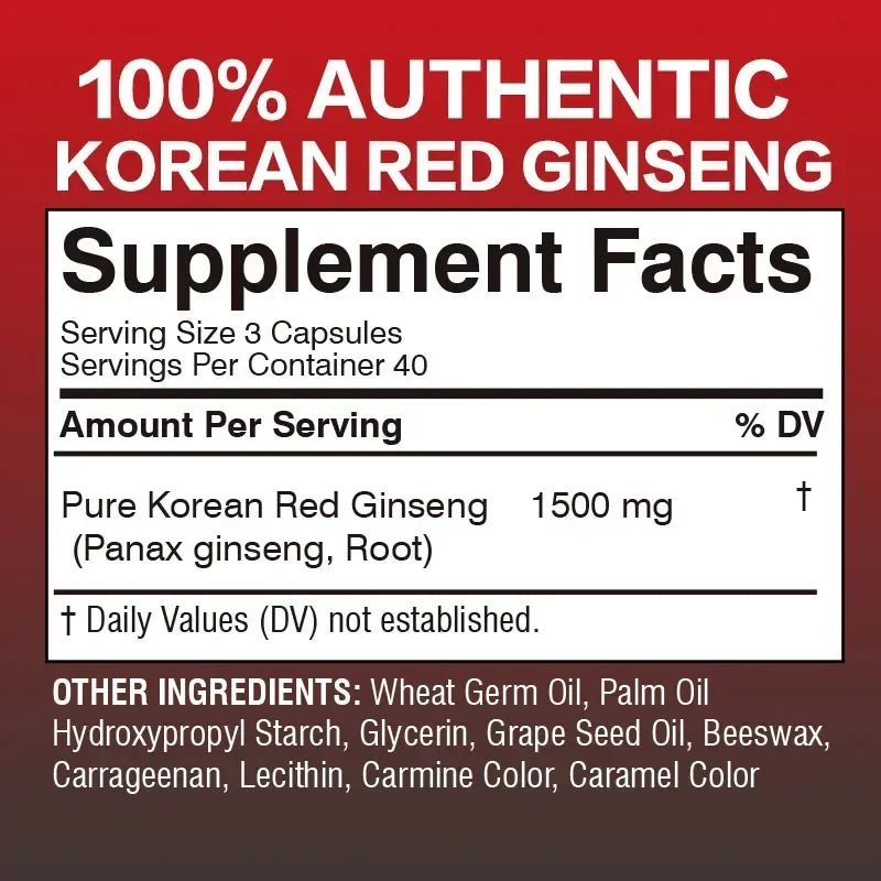 Korean Red Panax Ginseng Capsules – Natural Energy & Focus Support