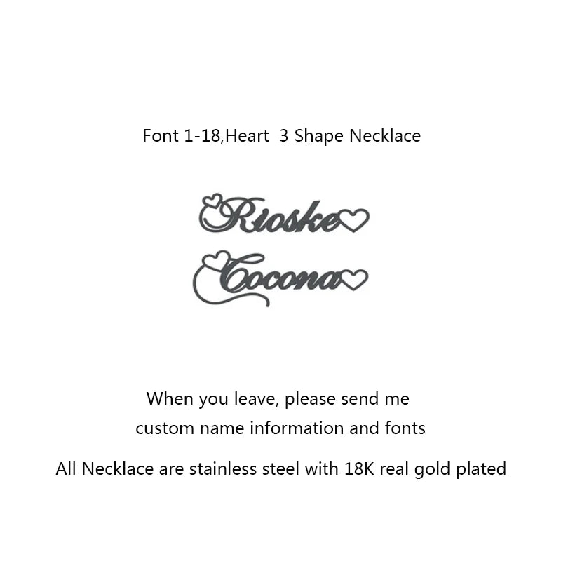 💖✨ Fashion Cursive Name Necklace with Heart 💕 | Exquisite Stainless Steel Letter Pendant Choker 💎 | Personalized Charm Jewelry Christmas Gift 🎄
