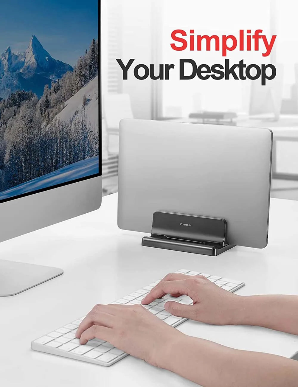 💻📚 Dual-Slot Vertical Laptop Stand – Adjustable Desktop Dock