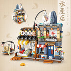 🍋🍜 Creative Mini Building Blocks – Snack Bar, Sea Fish Food House & Lemon Tea Shop DIY Puzzle Toy for Kids & Girls
