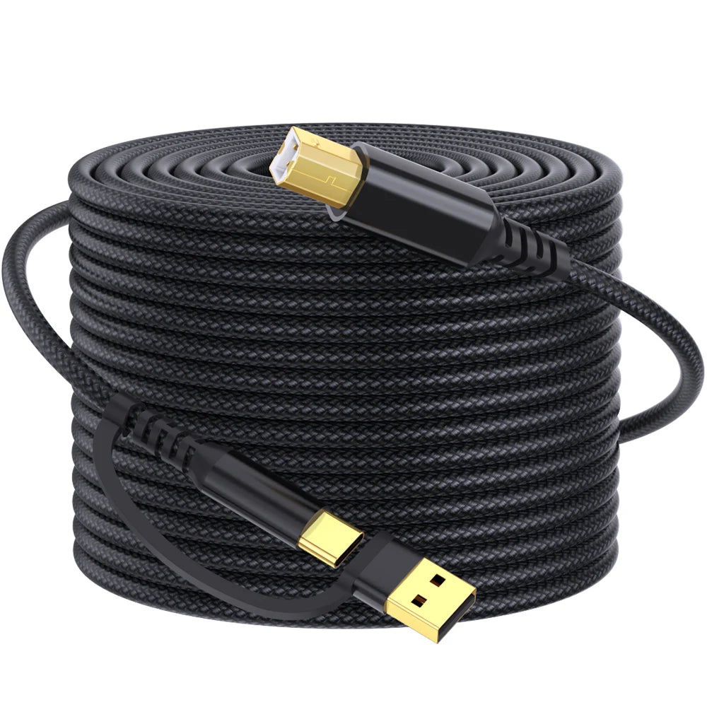🔥 USB A & USB‑C to USB‑B 2.0 Printer Cable | Nylon Braided High‑Speed Cord for Yamaha/Casio Digital Piano, DJ Controllers, Printers & More