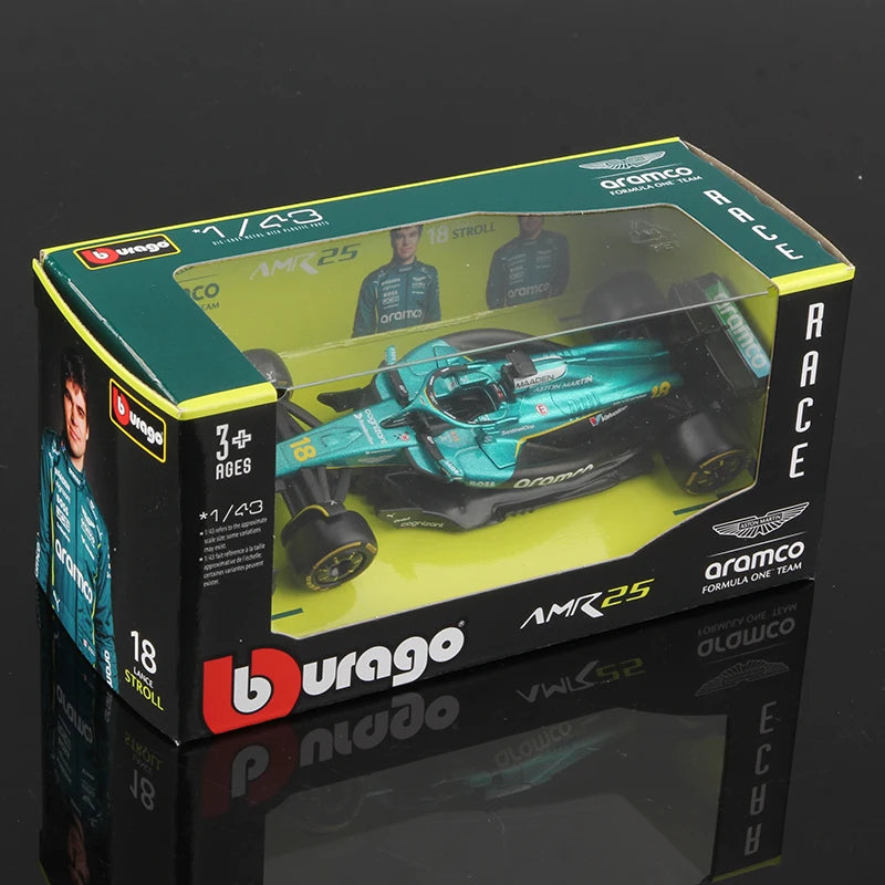 1:43 Aston Martin AMR25 F1 Die‑Cast Model Car – 2025 Alonso #14 & Stroll #18 Miniature Racing Collectible