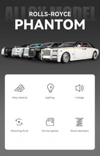 1:18 Rolls-Royce Phantom Model Car, Zinc Alloy Pull Back Toy Diecast Car with Sound and Light, Realistic Modeling Model Toy