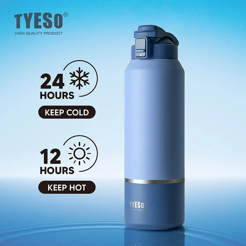 TYESO Large Capacity Insulated Water Bottle – Leakproof Travel Mug with Handle 💧✨