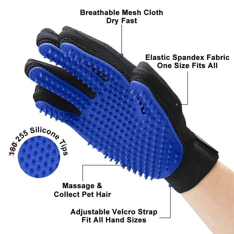 Silicone Pet Grooming Gloves – Hair Removal Brush for Dogs & Cats