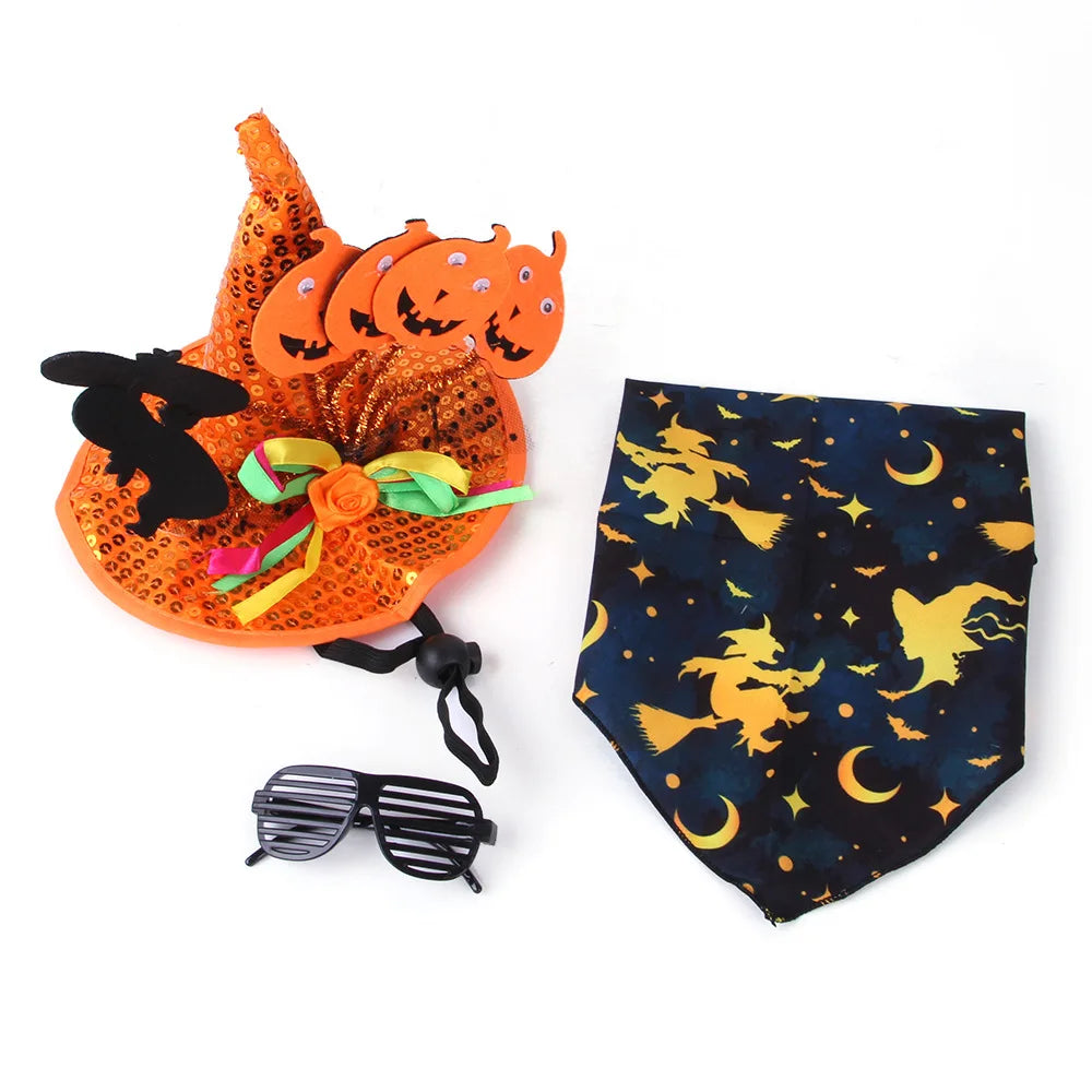 Halloween Pet Scarf – Pumpkin & Ghost Adjustable Collar