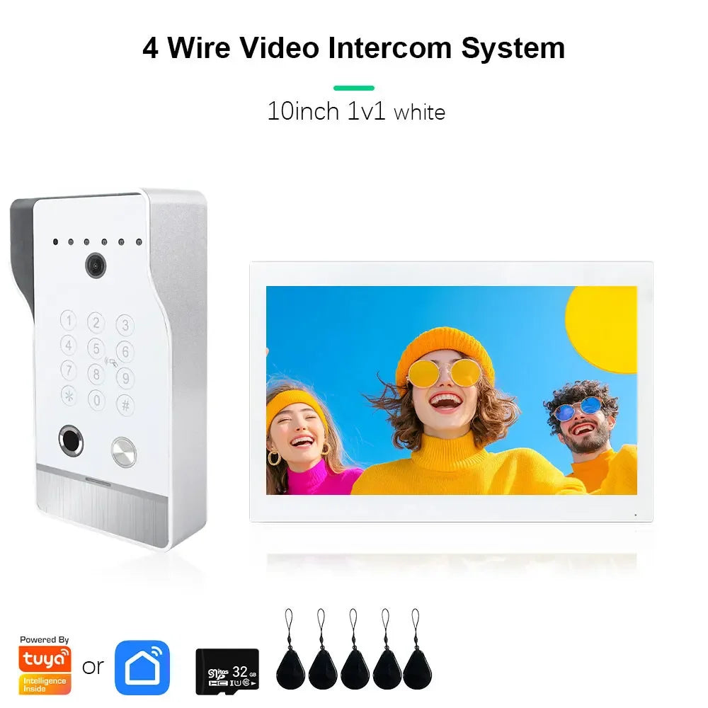 🔔📹 High Quality Video Doorbell Intercom System | Large Screen Smart Videophone 🔐 | Tuya Smart 5-in-1 Unlock 1080P for Home & Apartment