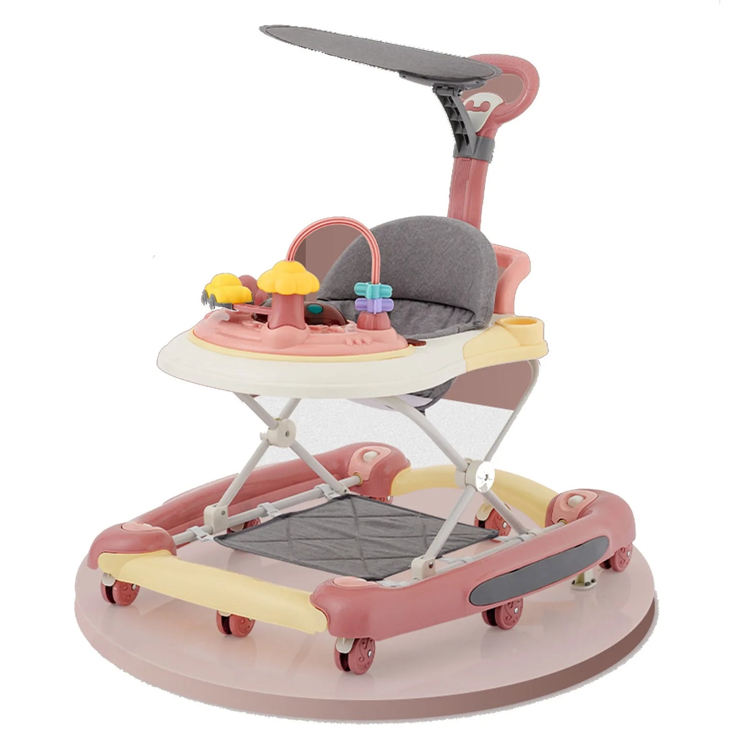 Baby Multi-Functional Comfortable Walker With Awning Anti-Rollover Baby Walker Can Sit, Adjust And Shake The Walker