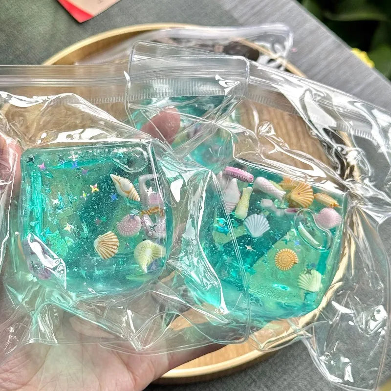 Blue Sea Cube Squishy Toy – Transparent Ocean Sensory Fidget