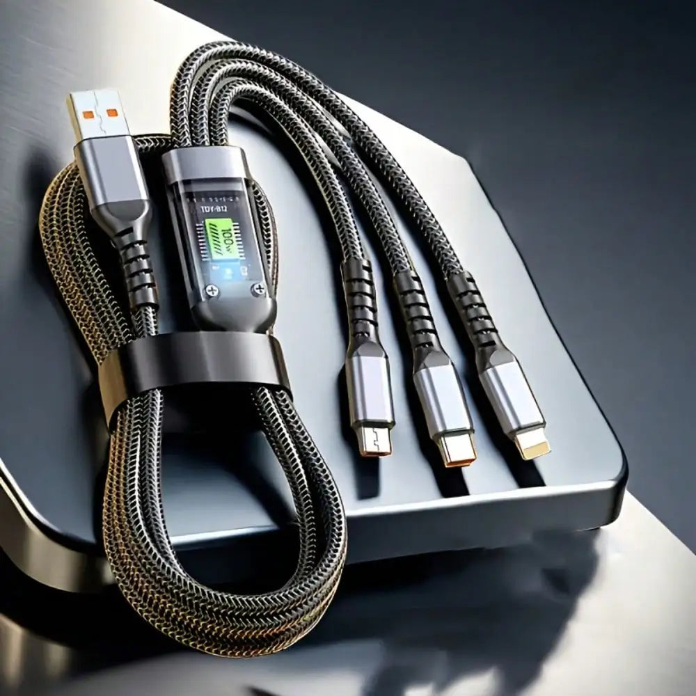 3-in-1 Multi USB Fast Charging Cable – Nylon Braided (USB Type-C / Micro USB / Lightning)