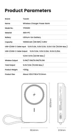 Toocki 10000mAh Magnetic Wireless Power Bank – 15W / 22.5W PD Fast Charge