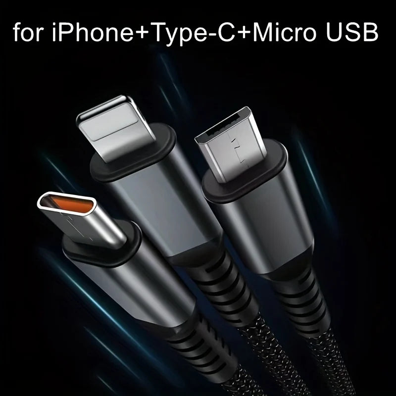 100W 3-in-1 MFi Transparent Fast Charging Cable with LED Pilot Lamp