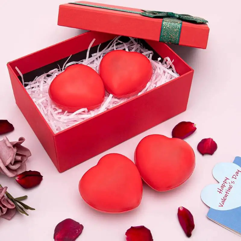 Heart Stress Balls – 2-Pack Red Heart-Shaped Foam Fidget Toys