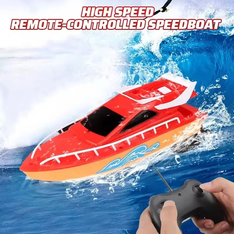 Mini Wireless Remote-controlled Boat High-speed Racing Boat High Speed Remote Control Speedboat Electric Waterproof RC Boat