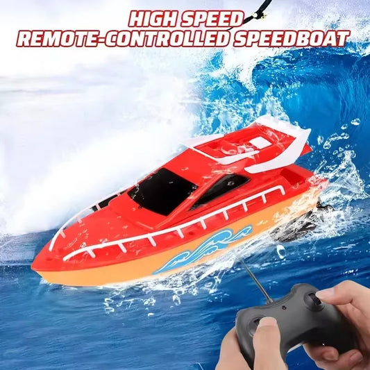 Mini Wireless Remote-controlled Boat High-speed Racing Boat High Speed Remote Control Speedboat Electric Waterproof RC Boat