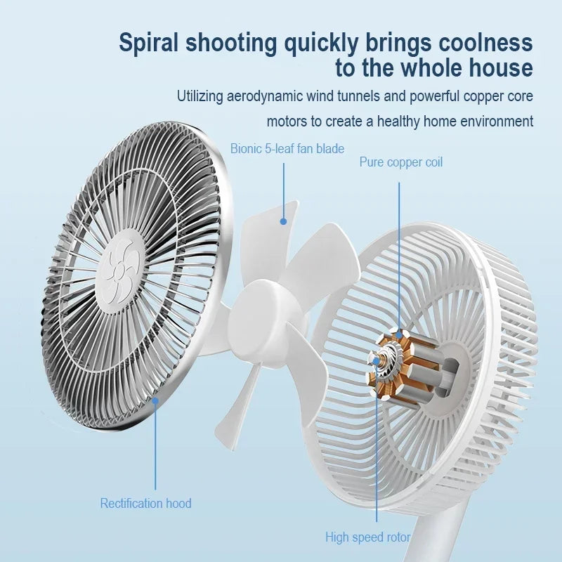 🌬️🔋 7200mAh Rechargeable Desktop Fan – High Wind Portable Table Fan