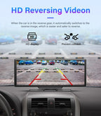 10.26" 4K Dash Cam Mirror with Wireless CarPlay & Android Auto, GPS, Rear Camera, 1600x600 IPS Touchscreen, Voice Control, Parking Monitor