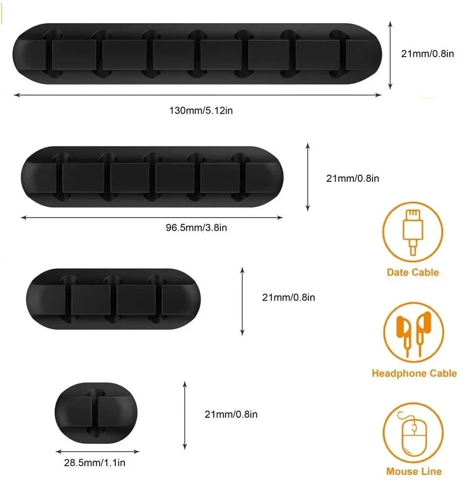 🎀🔌 VIKEFON Silicone Cable Organizer – Self-Adhesive Wire Clips