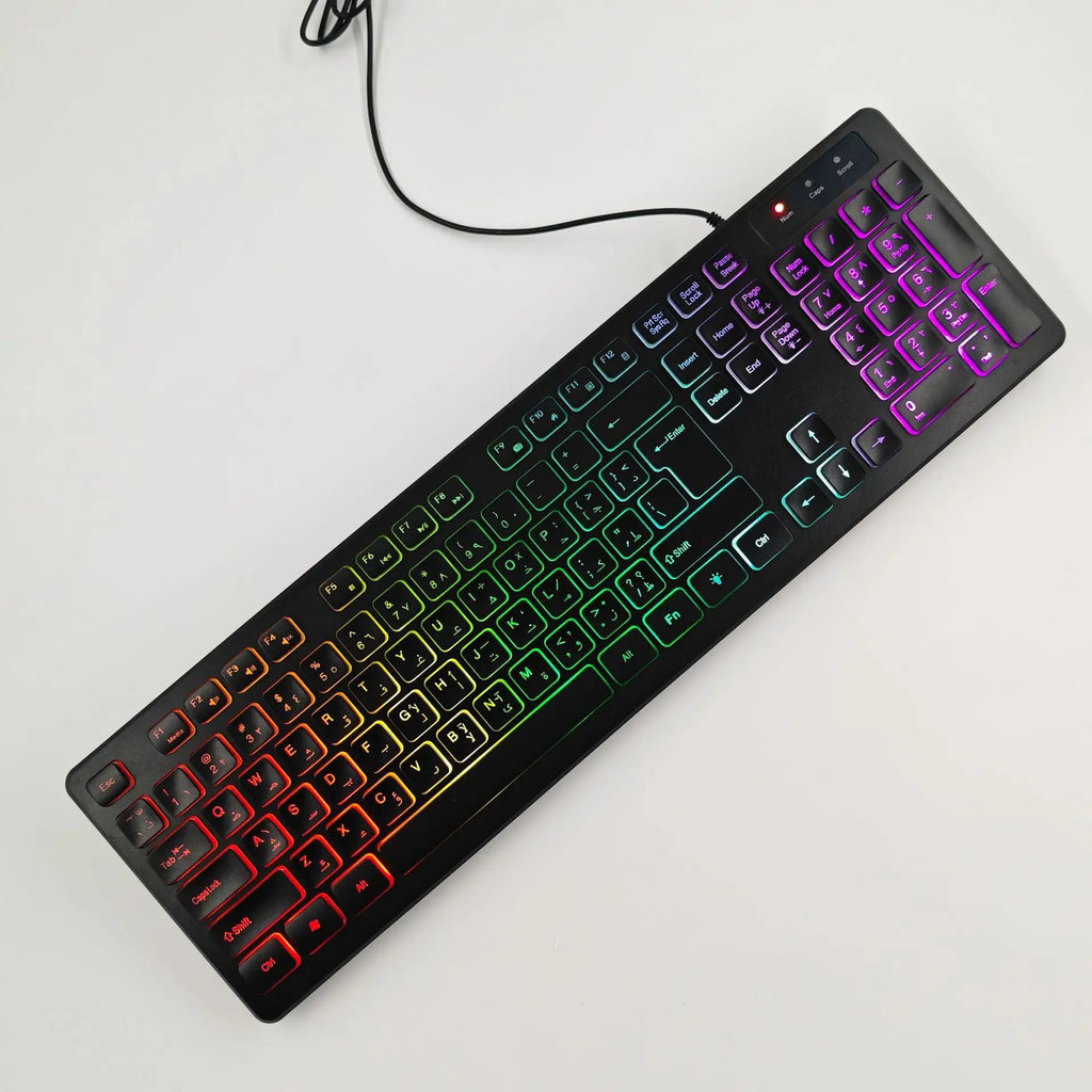 RGB Backlit Wired Gaming Keyboard – Mute USB Keyboard for Office & Home