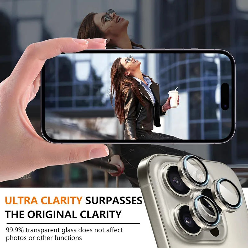 Aluminium Alloy Tempered Glass Camera Lens Protector for iPhone 16 Pro / Pro Max