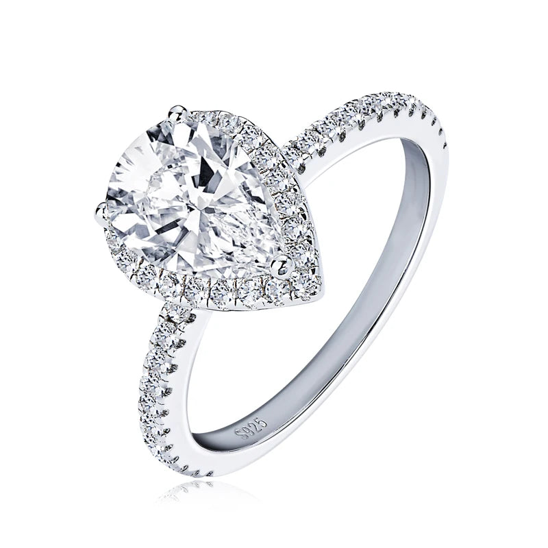 💎✨ Anziw Original 2.0CT Pear Cut Moissanite Wedding Promise Ring 🤍 | 925 Sterling Silver Engagement Ring Bands for Women 💍