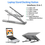 💻🔗 8-in-1 Laptop Stand Docking Station – Aluminum Foldable USB-C Hub