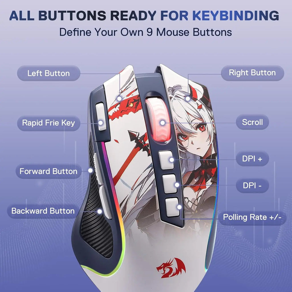 🔥🖱️ Redragon M612AK PRO RGB Gaming Mouse – 8000 DPI Dual Mode