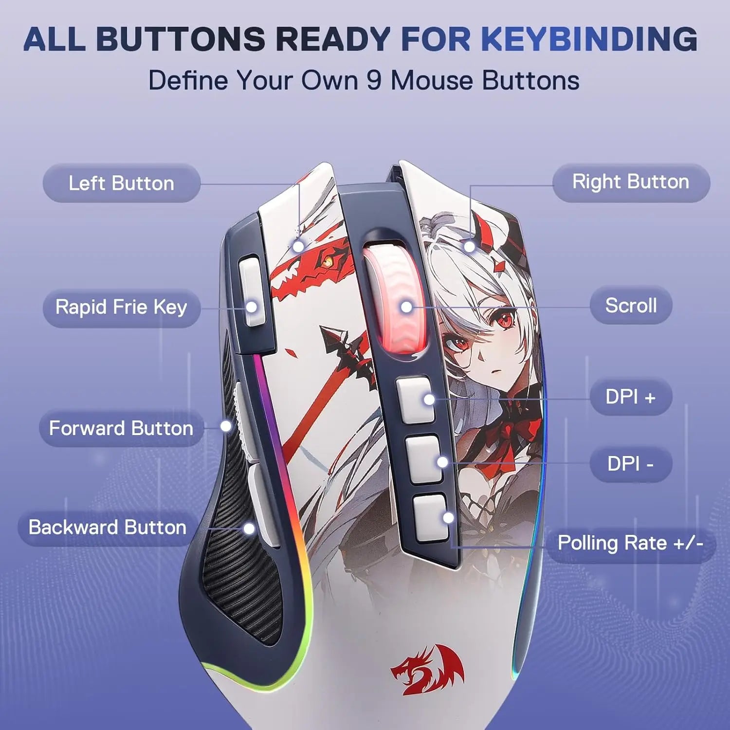 🔥🖱️ Redragon M612AK PRO RGB Gaming Mouse – 8000 DPI Dual Mode