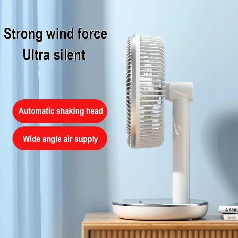 🌬️🔋 7200mAh Rechargeable Desktop Fan – High Wind Portable Table Fan