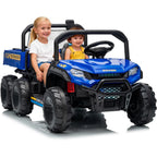 🚜⚡ 24V 2-Seater Kids Ride On Dump Truck 4WD Electric Car with Remote Control, Dump Bed, 3 Speed Modes, Music & LED Lights