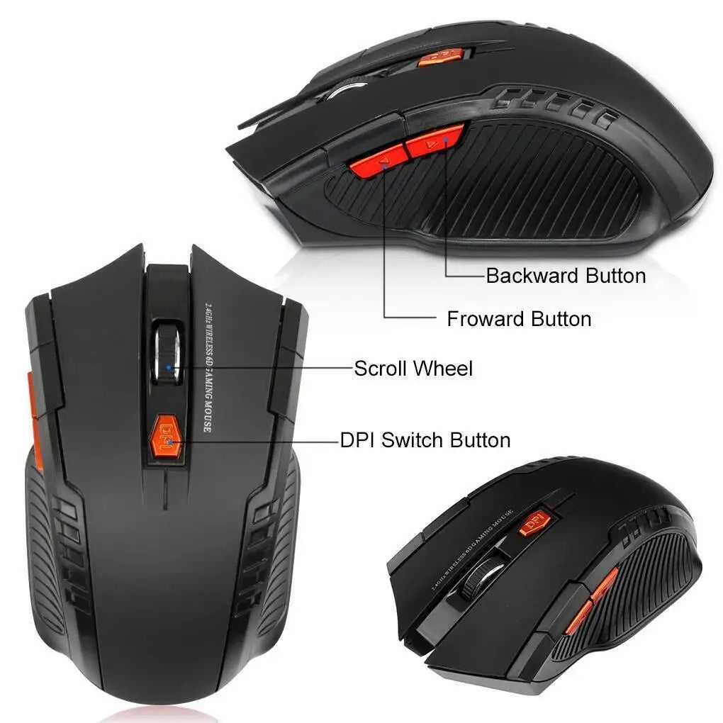 🖱️⚡ 2.4G Wireless Mouse 1600DPI – 6 Button Optical Gamer Mouse
