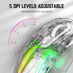 🔥🖱️ ATTACK SHARK X2 Pro Triple Mode Wireless RGB Gaming Mouse – Transparent Shell