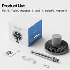 🌬️🔋 Rechargeable Camping Fan 4000mAh / 10000mAh – LED Light & Power Bank