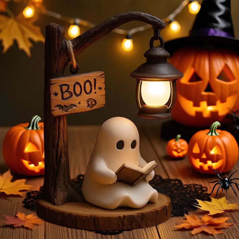 Ghost Reading Night Light – Cute Halloween 3D Décor