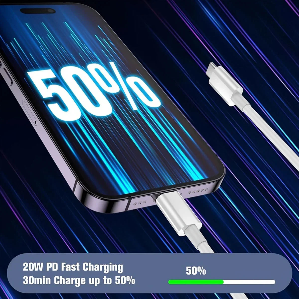 20W USB-C Fast Charger Set with 3.3FT Cable – For iPhone 14 / 13 / 12 / 11