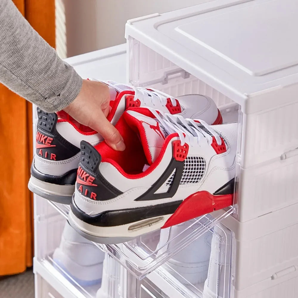 👟✨ Foldable Shoe Rack Organizer | Multi-Layer Transparent Stackable Shoe Boxes 🧼 | Collapsible Household Sneaker Storage Cabinet