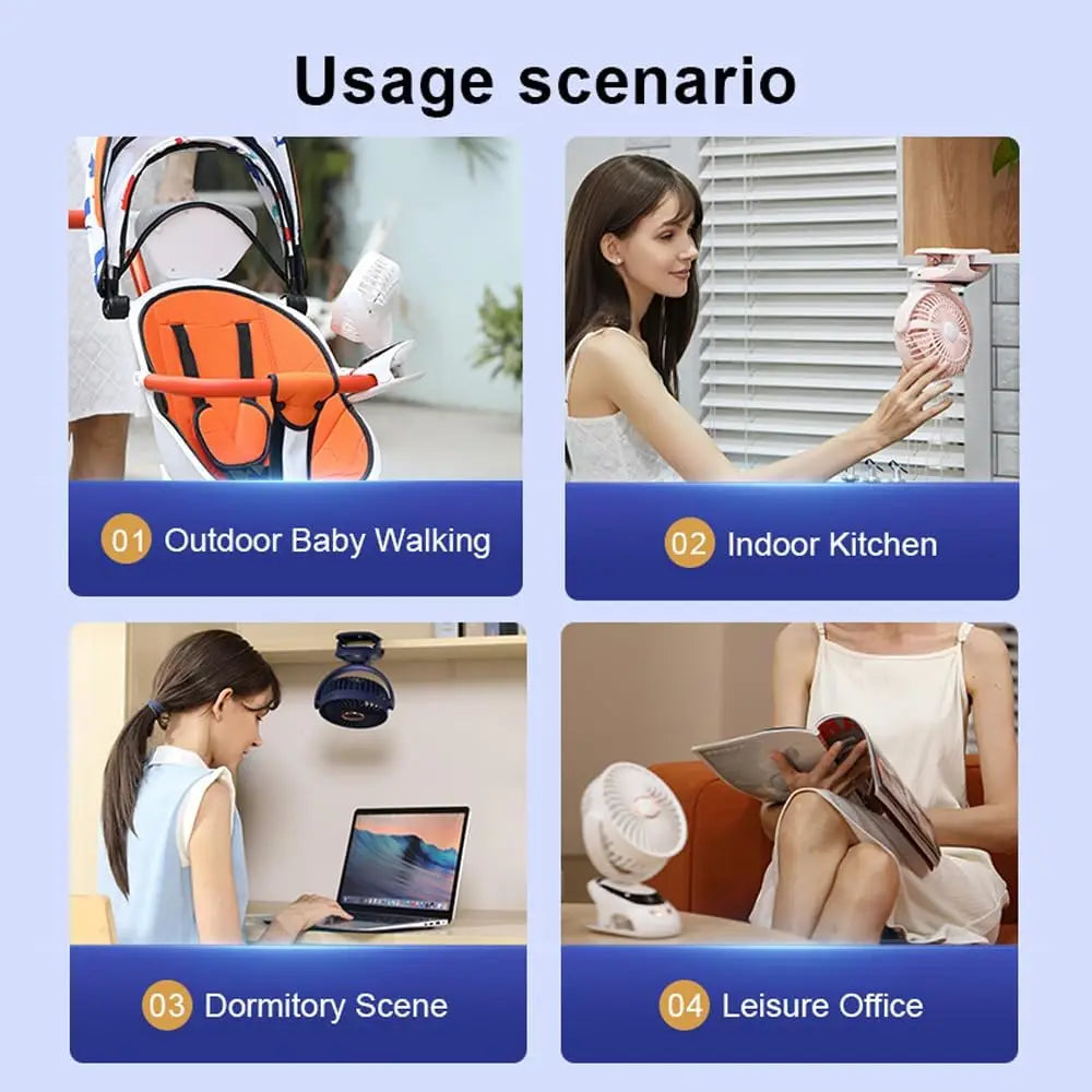 🌬️📎 Portable USB Clip-On Fan – Small Personal Desk Cooling