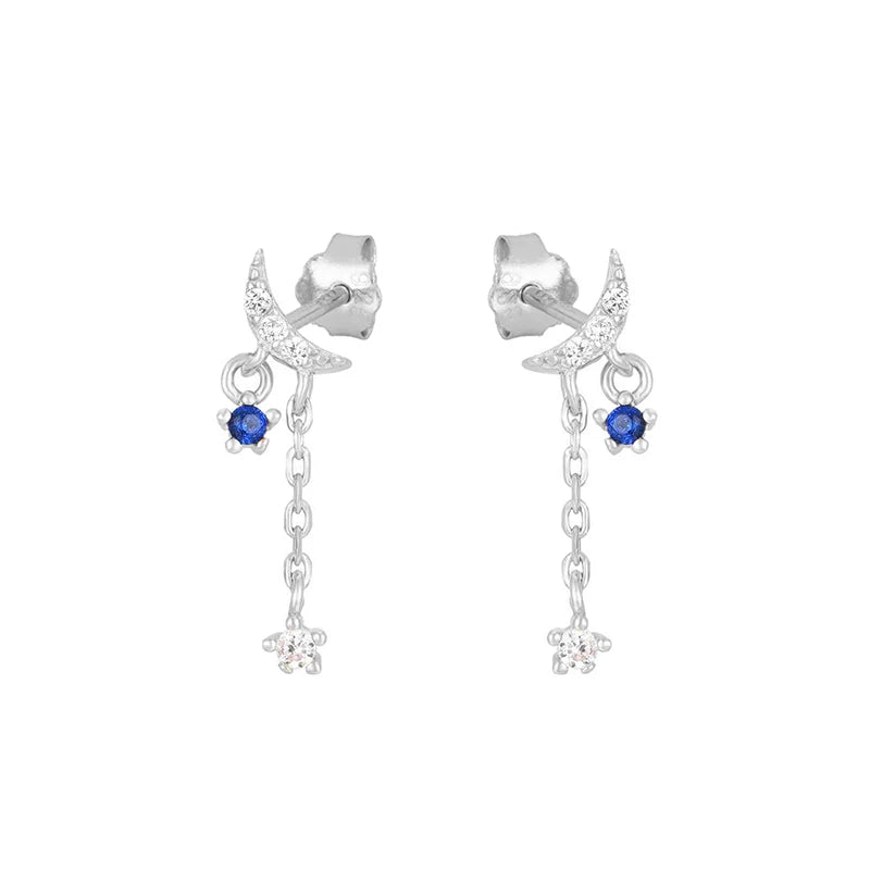 ✨💎 925 Silver Ear Needle Crystal Star Stud Earrings 💖 | Heart Chain Tassel Pendant Earrings for Women 👰 | Party & Wedding Jewelry Accessories 🌟