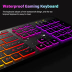 RGB Backlit Wired Gaming Keyboard – Mute USB Keyboard for Office & Home
