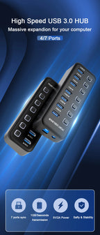 🌈🔌 RGB USB 3.0 Hub 7-Port – 5Gbps with Individual Switch