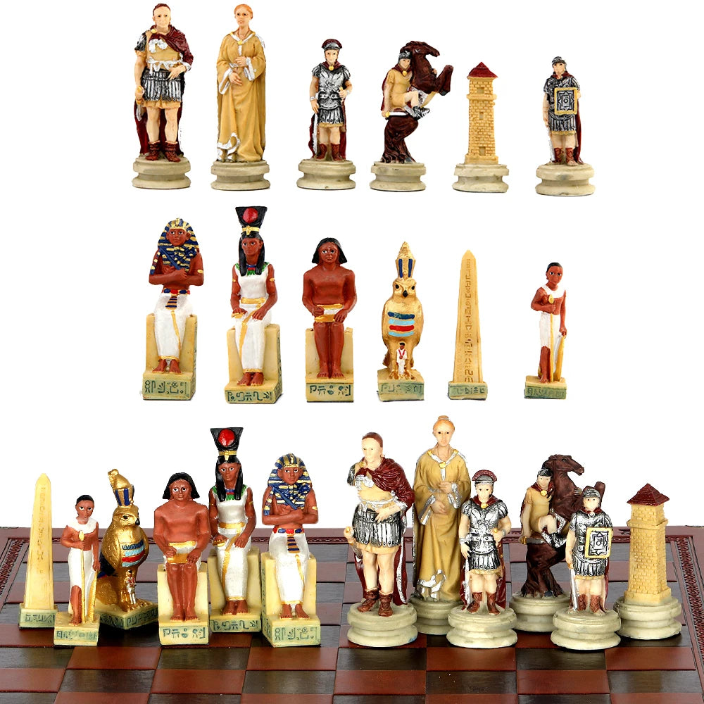 Role Theme Historical Chess Set ♟️ | Hand‑Painted Resin Pieces & Embossed Leather Board 🪄 | 32‑Piece Collector’s Gift Set 🎁 | Premium Strategy Game for Home & Display