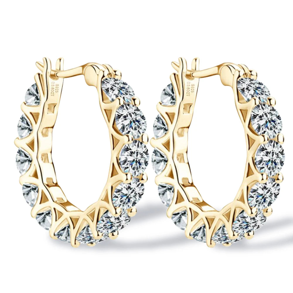 💎✨ Luxury Full Moissanite Hoop Earrings 🤍 | Certified 3.6CT Moissanite Diamond Earrings 💍 | 925 Sterling Silver Wedding Jewelry for Women 👰