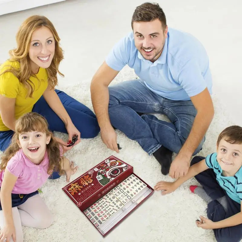Chinese Mahjong Game Set – 144pcs Mini Melamine Tiles 🎴 Portable Numbered Mahjong Set for Family Fun, Travel & Game Nights 🧳 Durable, Clear Engraving, Complete Accessories Included