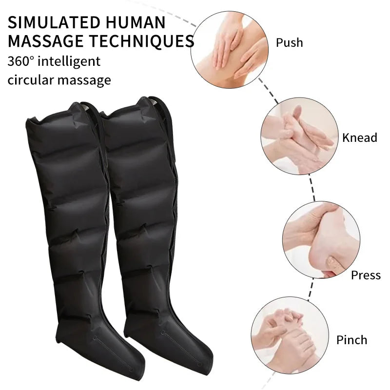 Air Pressure Leg Massager with Foot Boots for Kneading Squeezing and Deep Relaxation with Remote Control