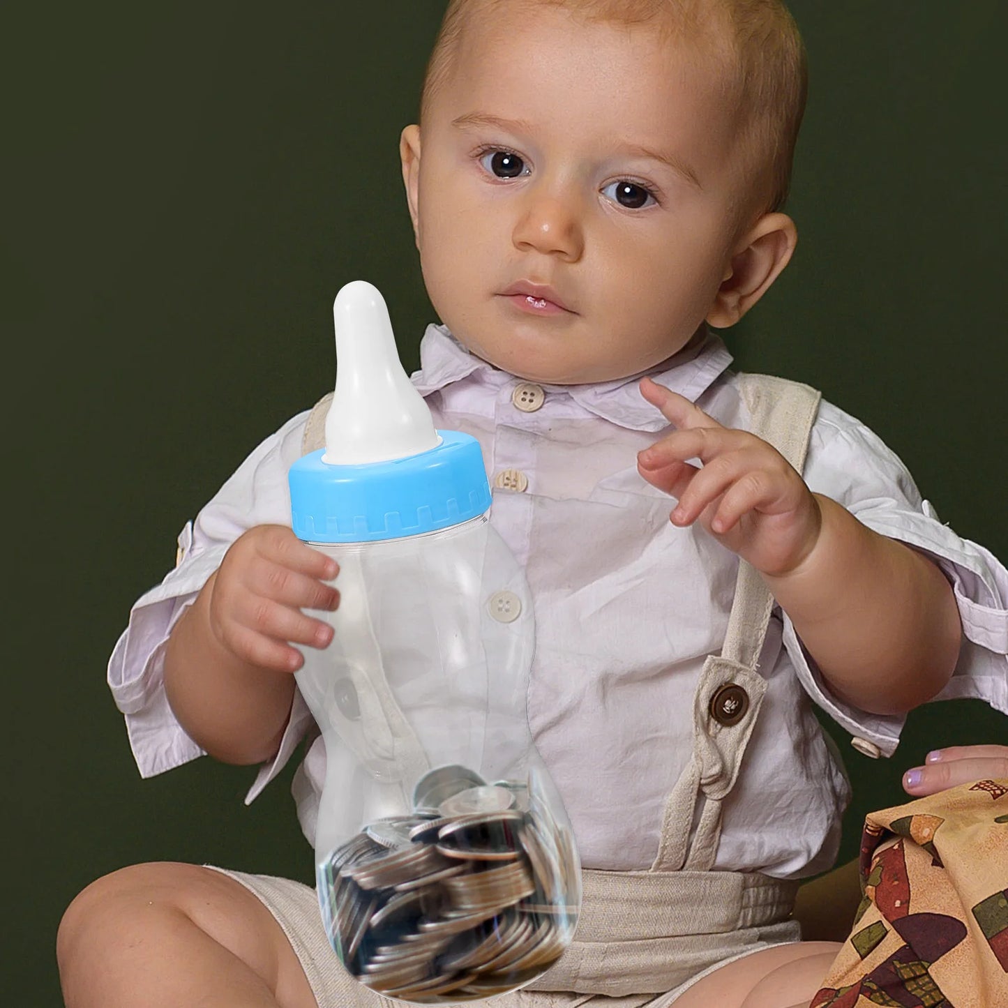 🍼✨ Funny Baby Bottle Piggy Bank – Lovely PVC Money Box for Kids | Cute Desktop Ornament & Birthday Gift