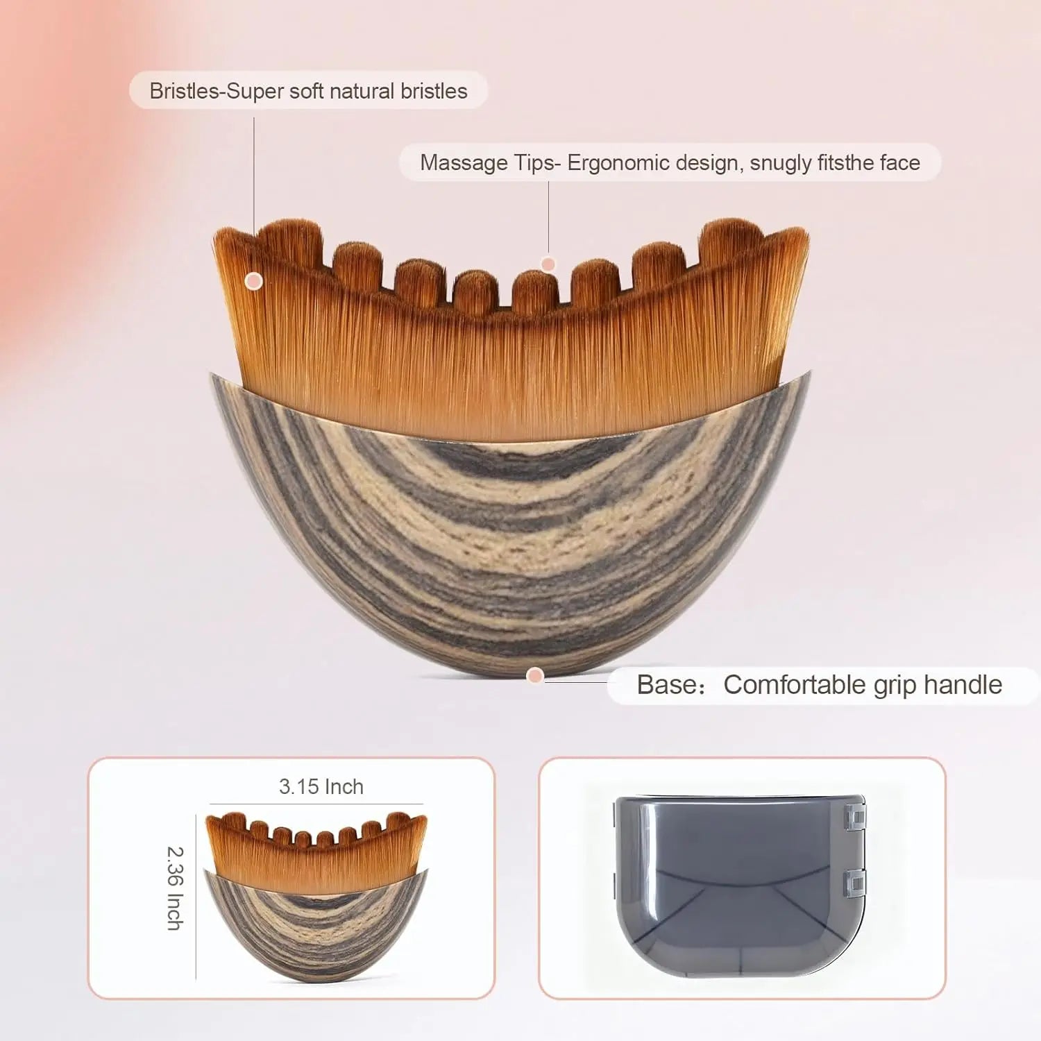 ✨💆‍♀️ Contour Facial Brush for Manual Lymphatic Drainage | Ergonomic Facial Cleansing & Shaping Brush 🌿 | Soft Durable Bristles Massager
