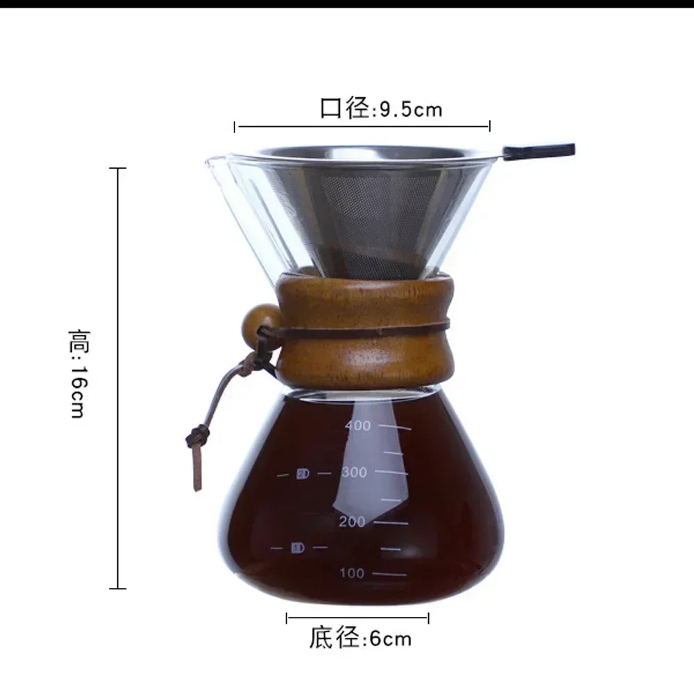☕✨ Hand Glass Pour Over Coffee Kettle | Stainless Steel Filter Drip Brewer 🫖 | Barista Hot Brewing Coffee Pot Dripper Maker