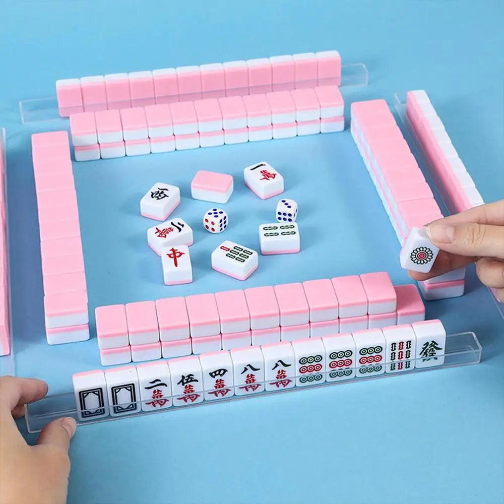 Chinese Mahjong Game Set – 144pcs Mini Melamine Tiles 🎴 Portable Numbered Mahjong Set for Family Fun, Travel & Game Nights 🧳 Durable, Clear Engraving, Complete Accessories Included