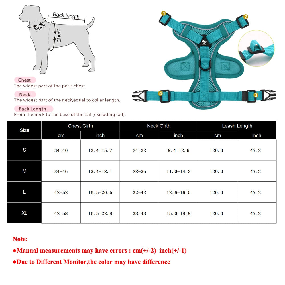 🐾🎽 Breathable Reflective Cat & Small Dog Harness with Leash