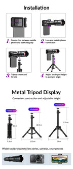 🔭📱 APEXEL 36X Metal Telephoto Zoom Lens with Tripod